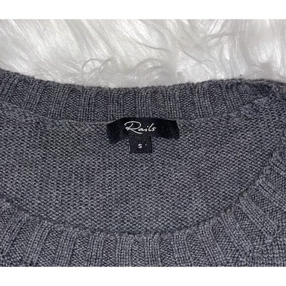 Rails Perci Jungle Cat Cotton Cashmere Ash Gray Crewneck Knit Sweater Womens S - Picture 3 of 6